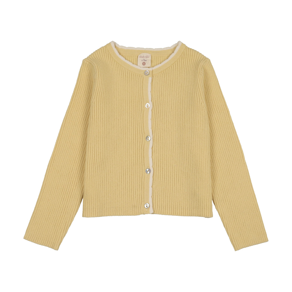 Analogie By Lil Legs Scallop Rib Cardigan - Yellow | Buttons Bebe