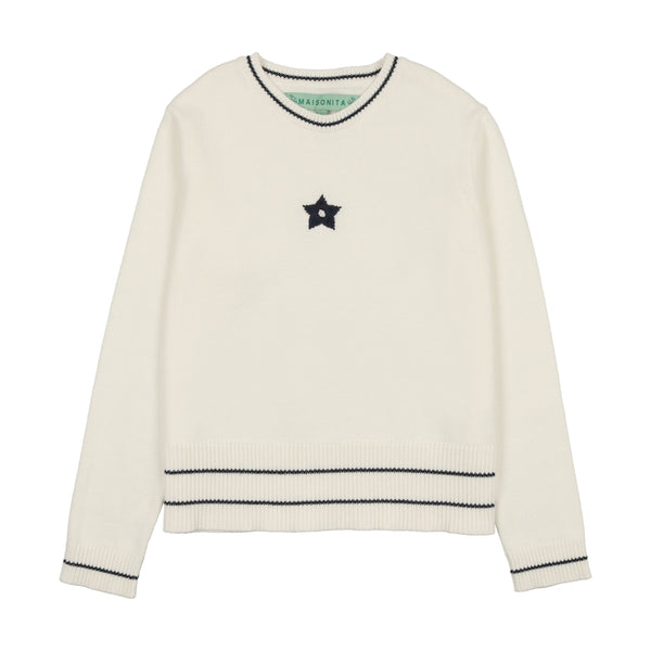 Maisonita Cream w/ Navy Knit Sweater with Star