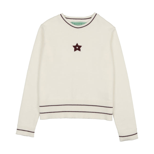 Maisonita Cream w/ Wine Knit Sweater with Star
