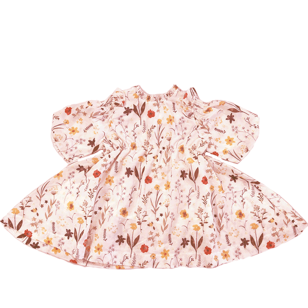 Noma Pink Puffy Sleeve Floral Dress (NDR736)