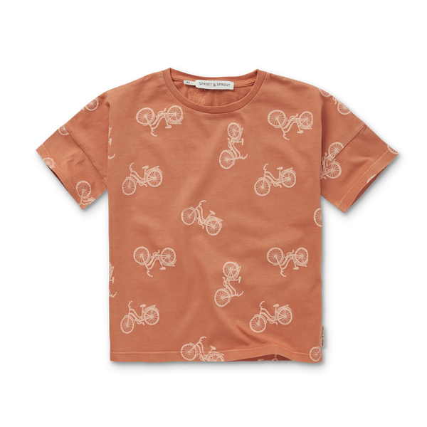 Sproet + Sprout Café Brown T-Shirt Wide Bicycle Print