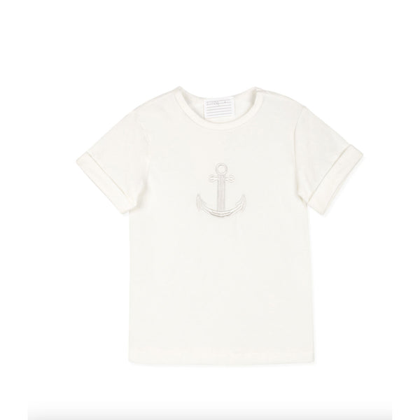 Phil and Phoebe White Embroidered Anchor Tee