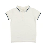 Analogie By Lil Legs Short Sleeve Polo White/Blue Trim