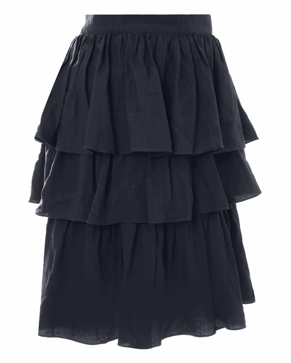 HEV Navy Layered Midi Skirt