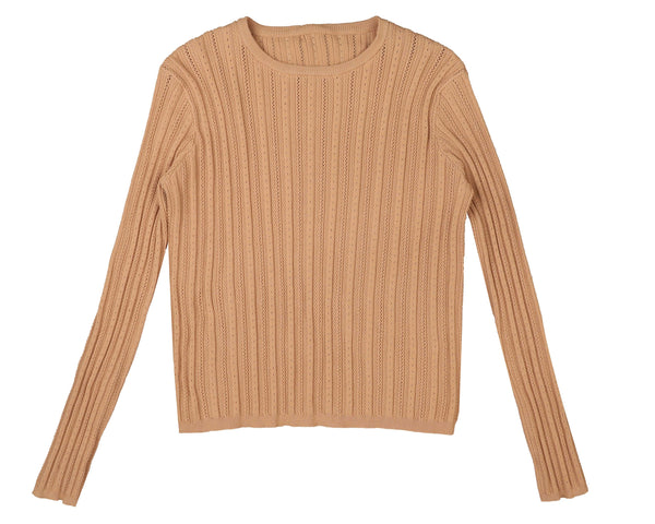 HEV Peach Basic Ribbed Knit Textured Shell