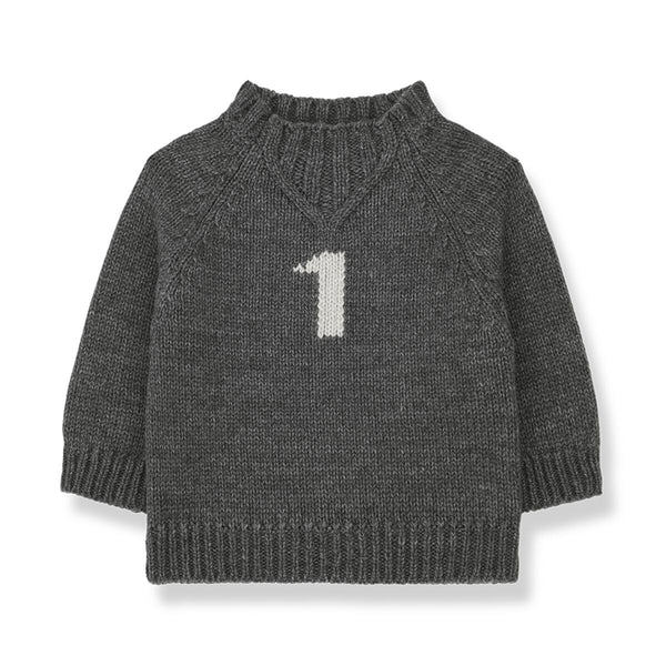 1+ In The Family Leo Grey Number One Sweater