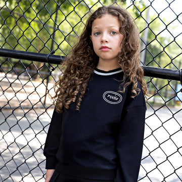 Rooie & Friends Girl Sweatshirt Silver Trim - Black/Silver (TS729)