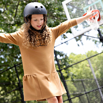 Rooie & Friends Girl Ruffle Dress - Caramel/Black (GRFD721)