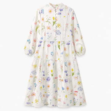 HEV White Floral Hydrangea and Butterfly Dress (HDR711)