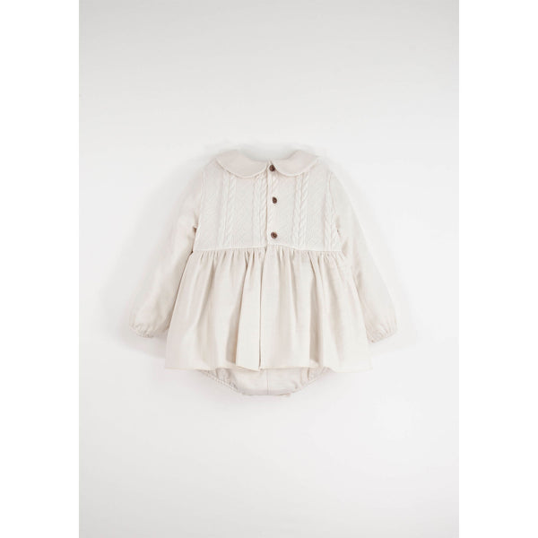 Popelin Off-White Romper Suit With Skirt And Baby Collar (MOD 1.1)