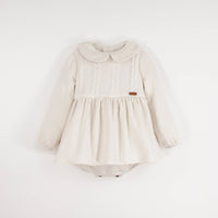 Popelin Off-White Romper Suit With Skirt And Baby Collar (MOD 1.1)