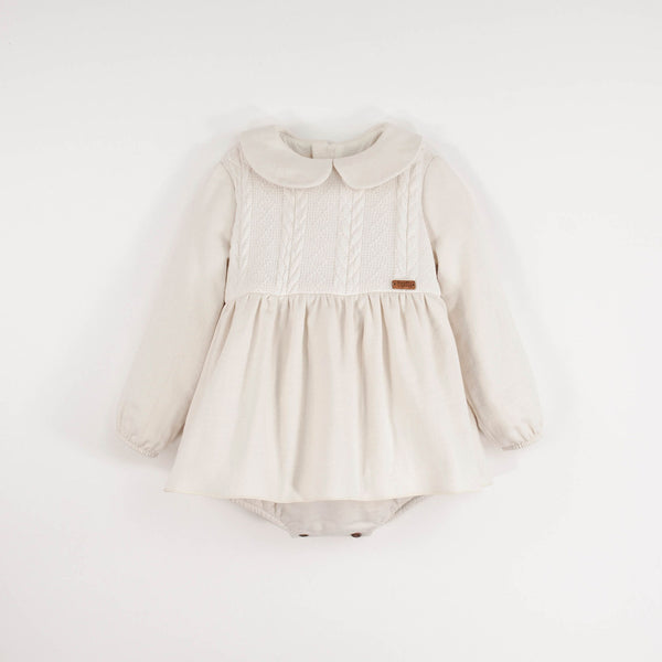 Popelin Off-White Romper Suit With Skirt And Baby Collar (MOD 1.1)