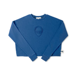 Birnham On The Sea Teen Cropped Logo Tee English Blue