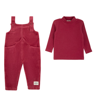 Bondoux Velour Raspberry 2 Pcs Romper Set (264BG)
