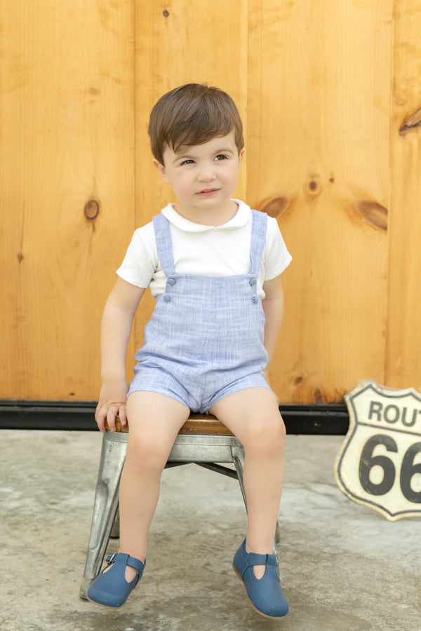 Nounelle Blue Linen Overalls