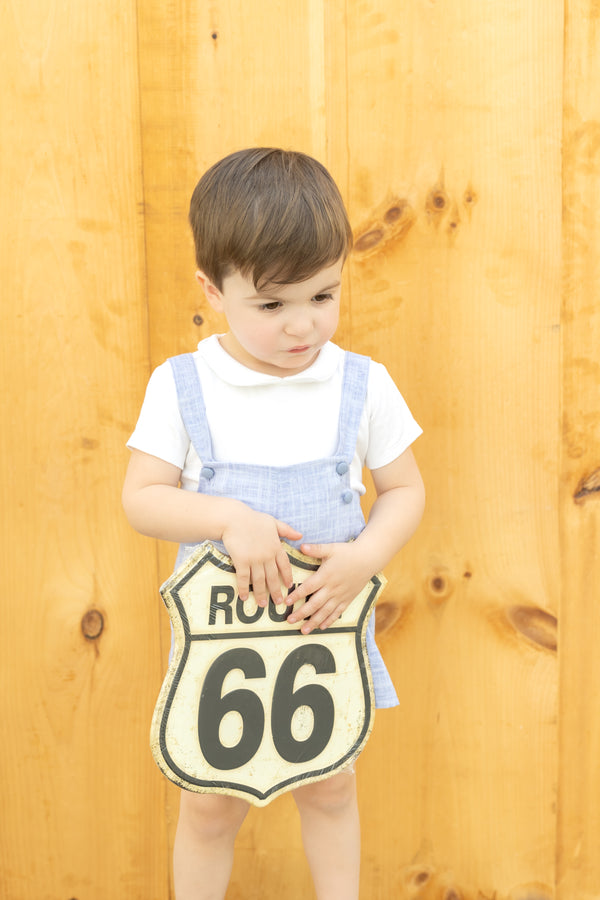 Nounelle Blue Linen Overalls