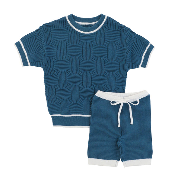 Rompp Square Weaved Blue Knit Baby Boys 2pcs