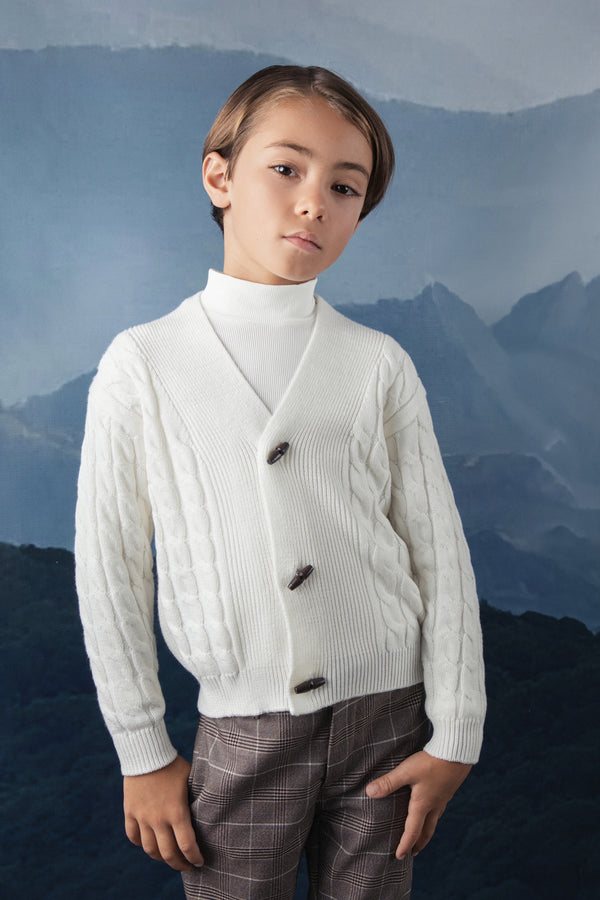 Noma Cream Toggle Cable Cardigan (NKN755)