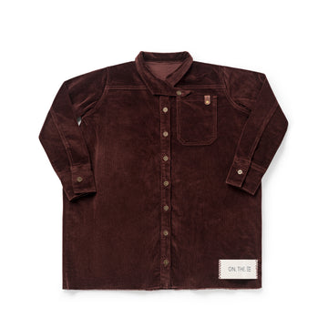 Birnham On The Sea Pleat Detail Shirt Dress — Brick Corduroy (1202A)