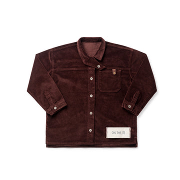 Birnham On The Sea Boy Crossover Collar Shirt — Brick Corduroy (1203A)