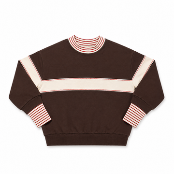 Birnham On The Sea Ribbed Mockneck Sweatshirt Brown/Cream (1210A)