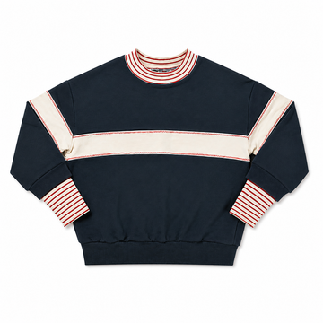 Birnham On The Sea Ribbed Mockneck Sweatshirt Navy/Cream (1210)