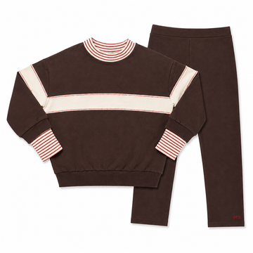 Birnham On The Sea Ribbed Mockneck Sweatshirt Brown/Cream (1210A-set)