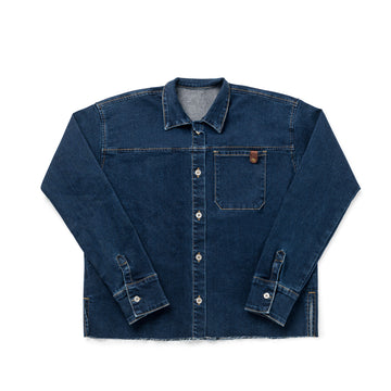 Birnham On The Sea Teen Pleat Detail Shirt — Dark Denim (1213)