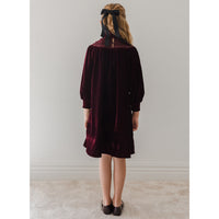 Petite Amalie Burgundy Velvet Shirred Organza Dress