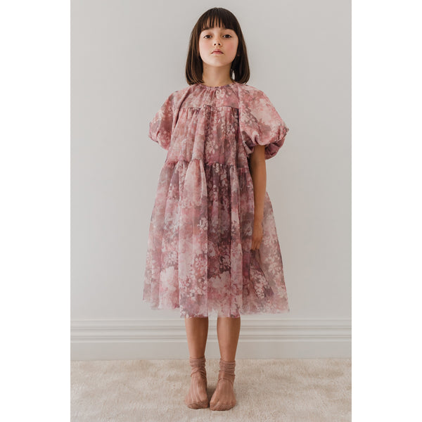 Petite Amalie Hydrangea Printed Tulle Dress