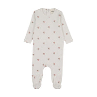 Mema Knits Printed Snap Back Footie - Coral Floral Print