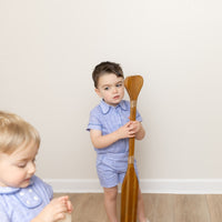 Nounelle Blue Linen Piped Shorts
