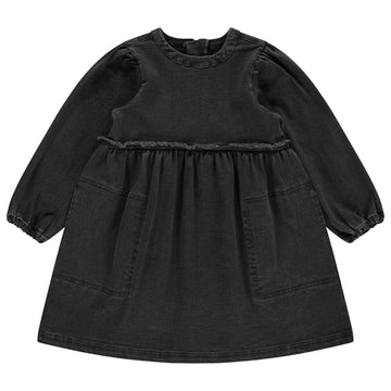 Jaybee Black Denim Raw Edge Denim Dress