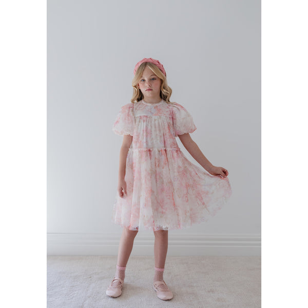 Petite Amalie Elbow Slv Delicate Bouquet Tulle Dress (1376 ELBOW)
