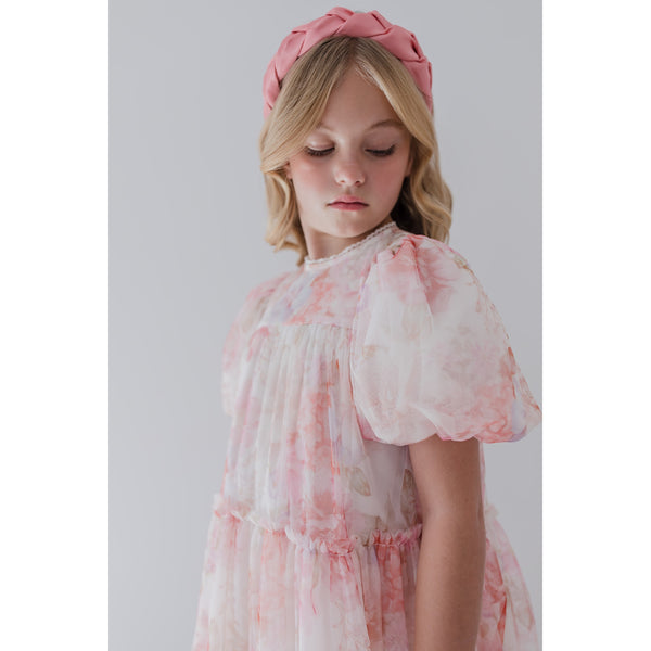 Petite Amalie Elbow Slv Delicate Bouquet Tulle Dress (1376 ELBOW)