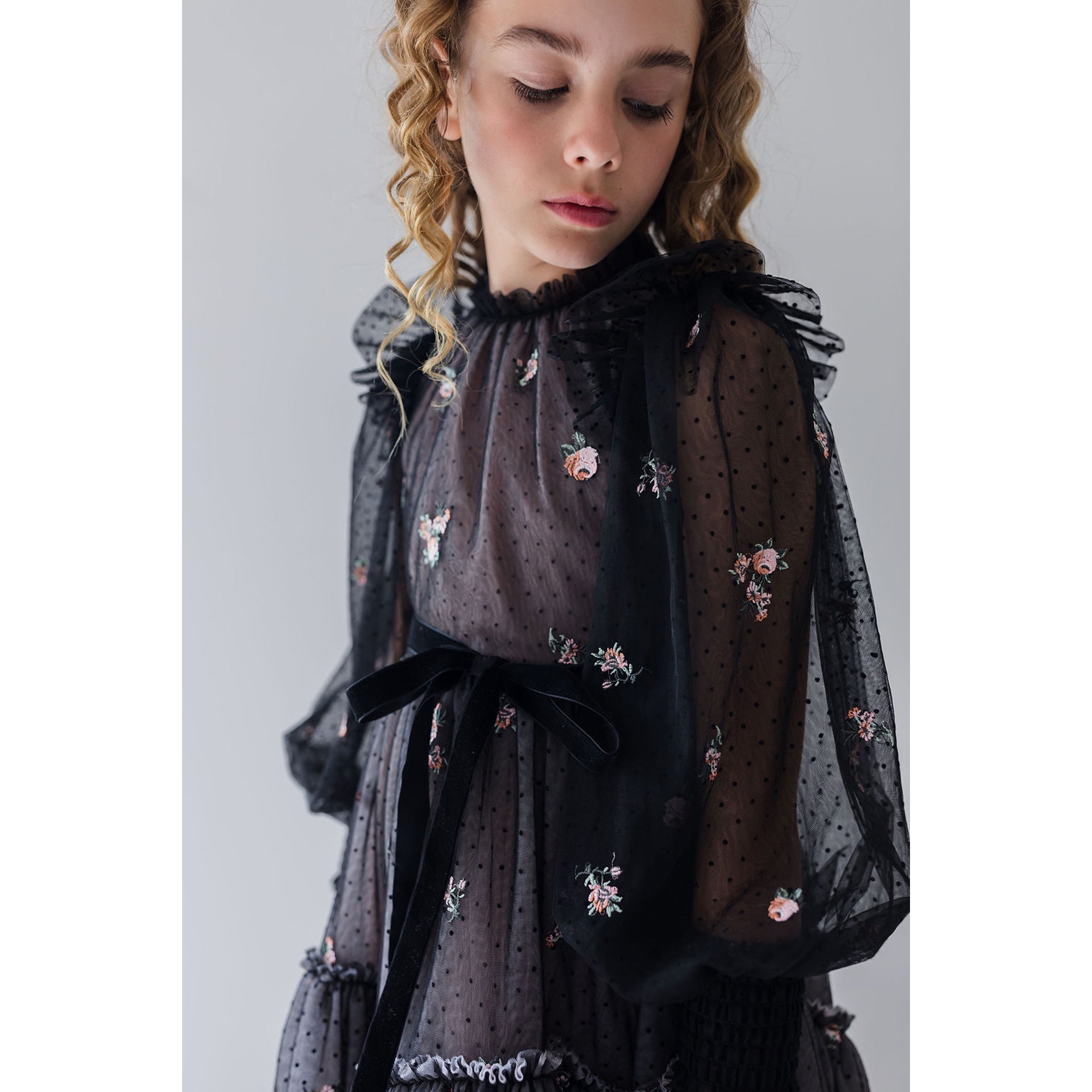 Petite Amalie Rosebud Embroidered Dress (1391)