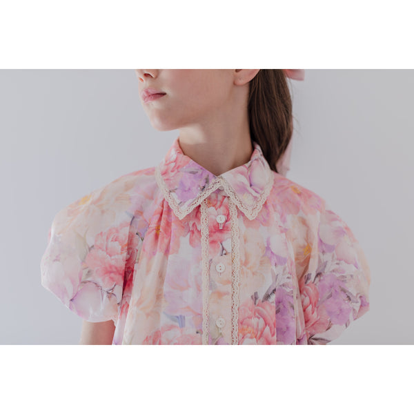 Petite Amalie Elbow Slv Dahlia Print Shirt Dress (1392 ELBOW)