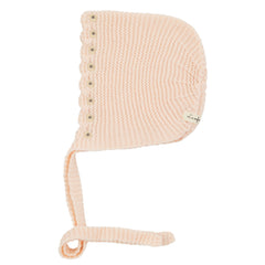 Le Enfant Scalloped edge bonnet x floral embroidery - Pale pink