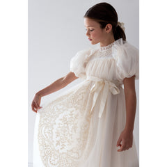 Petite Amalie Elbow Slv Vintage Doily Lace Tulle Dress
