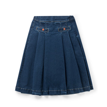 Birnham On The Sea Pleated Pocket Skirt — Dark Denim (1405)