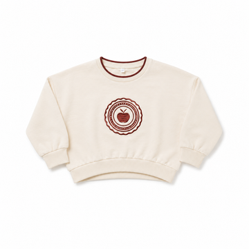 Birnham On The Sea Cropped Apple Crest Sweatshirt — Ecru - Kids (1414)