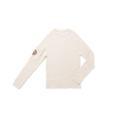 Birnham On The Sea Girl Cableknit Crew — Ecru - Teen (1417-T)