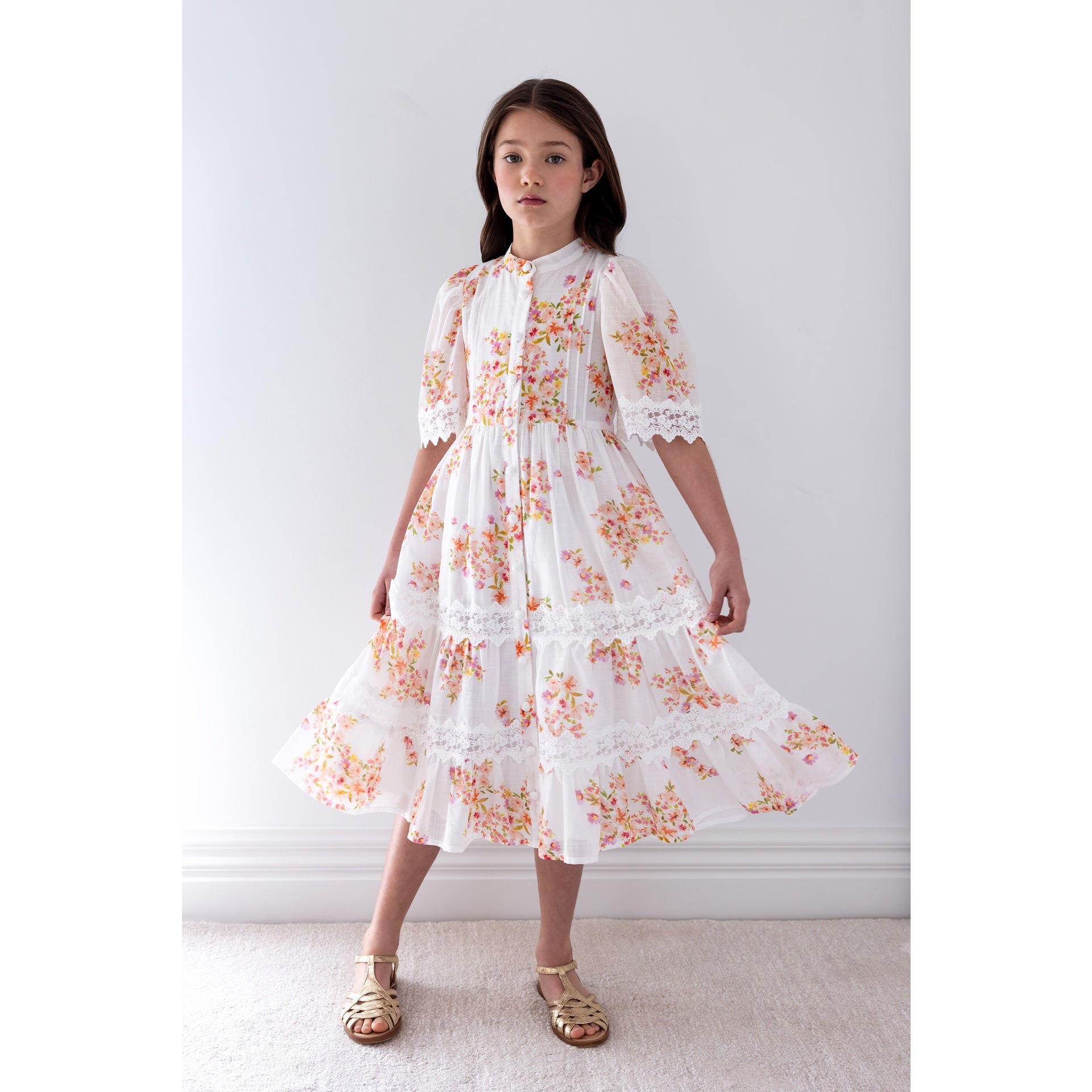 Petite Amalie Ditsy Floral Lace Shirt Dress | Buttons Bebe Petite Amalie Ditsy Floral Lace Shirt Dress | Buttons Bebe