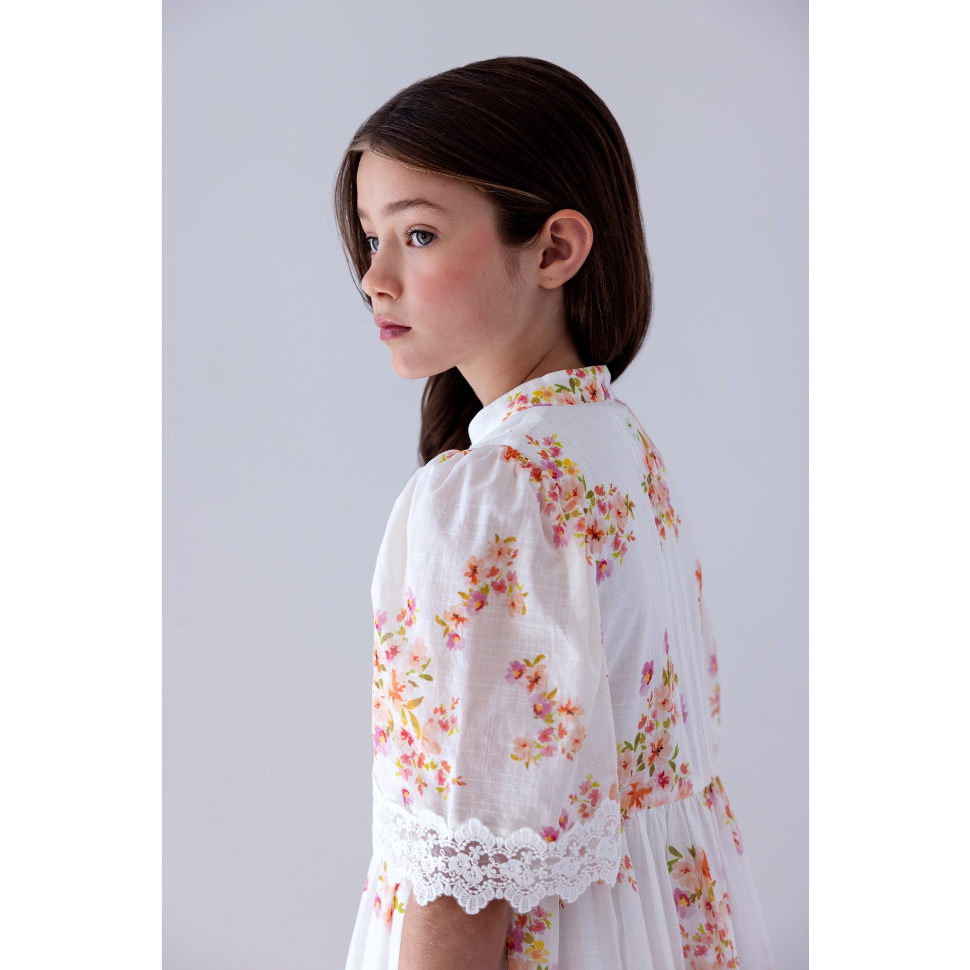 Petite Amalie Ditsy Floral Lace Shirt Dress | Buttons Bebe Petite Amalie Ditsy Floral Lace Shirt Dress | Buttons Bebe