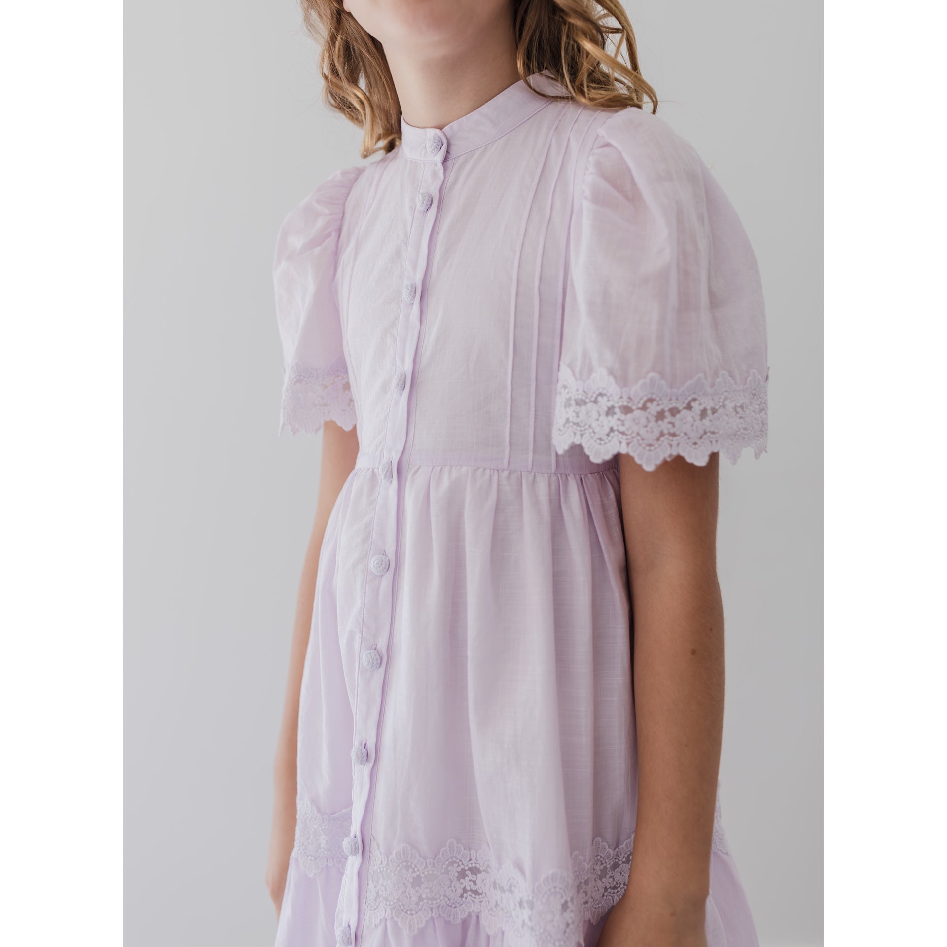 Petite Amalie Lilac Lace Shirt Dress (1428) | Buttons Bebe