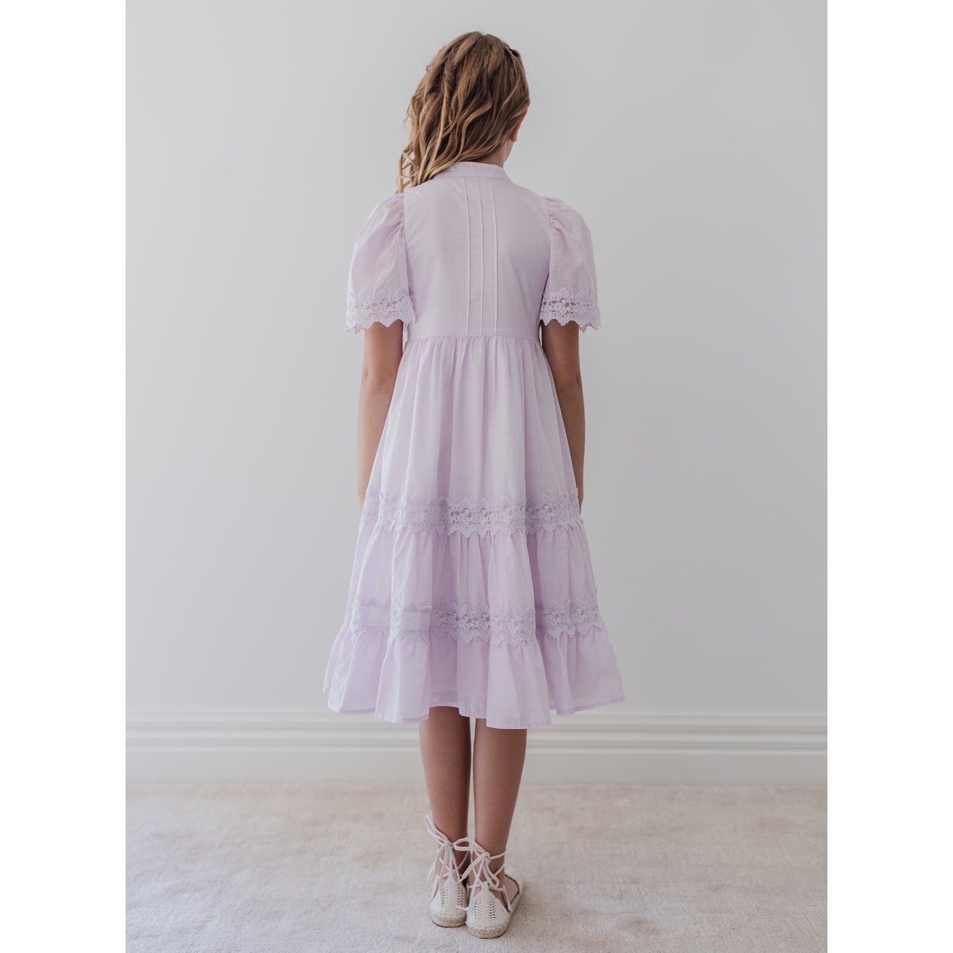 Petite Amalie Lilac Lace Shirt Dress (1428) | Buttons Bebe Petite Amalie Lilac Lace Shirt Dress (1428) | Buttons Bebe