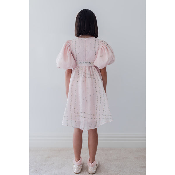 Petite Amalie Delicate Border Print Silk Linen Dress