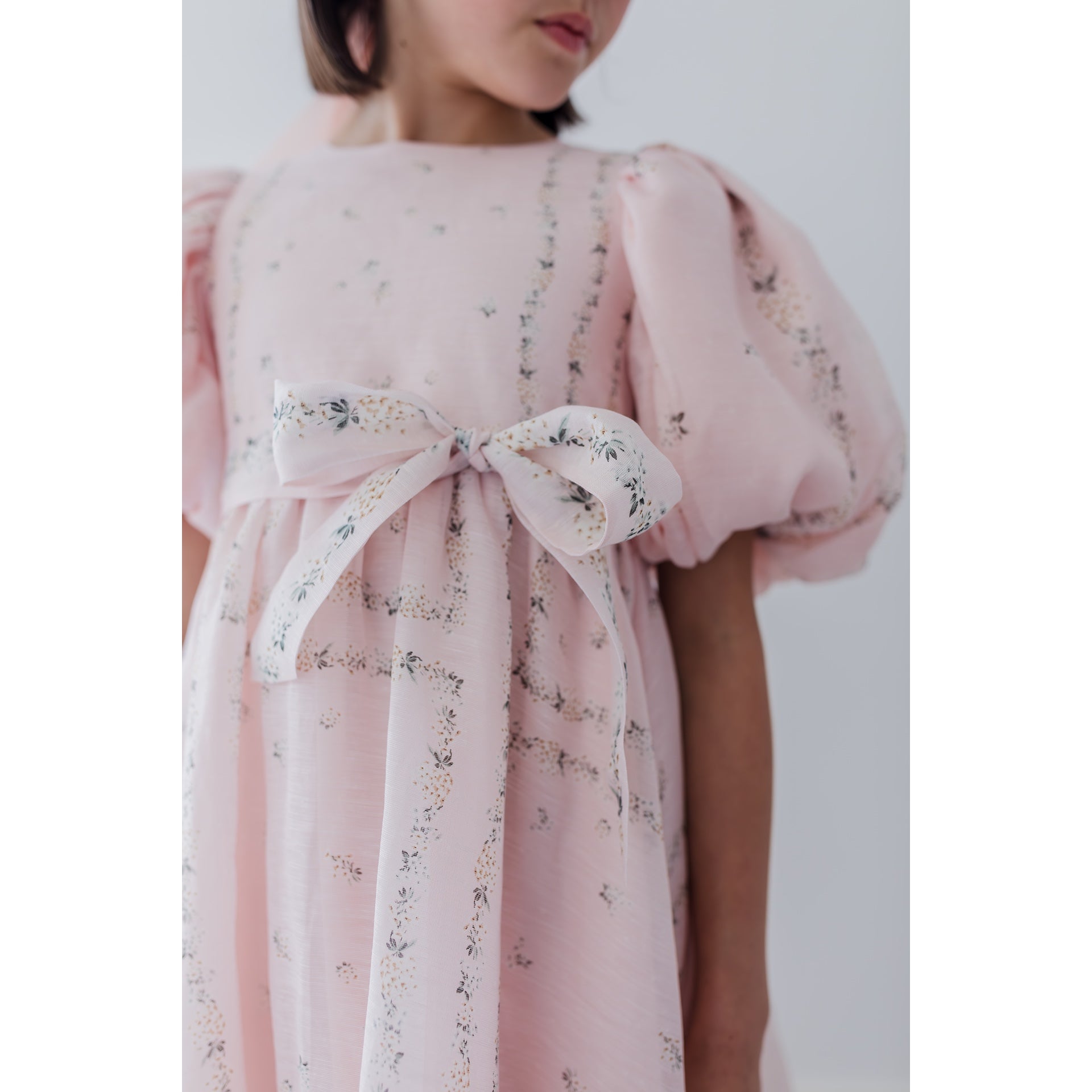 Petite Amalie Delicate Border Print Silk Linen Dress | Buttons Bebe