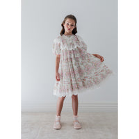Petite Amalie S/S Vintage Wallpaper Lace Ruffle Dress