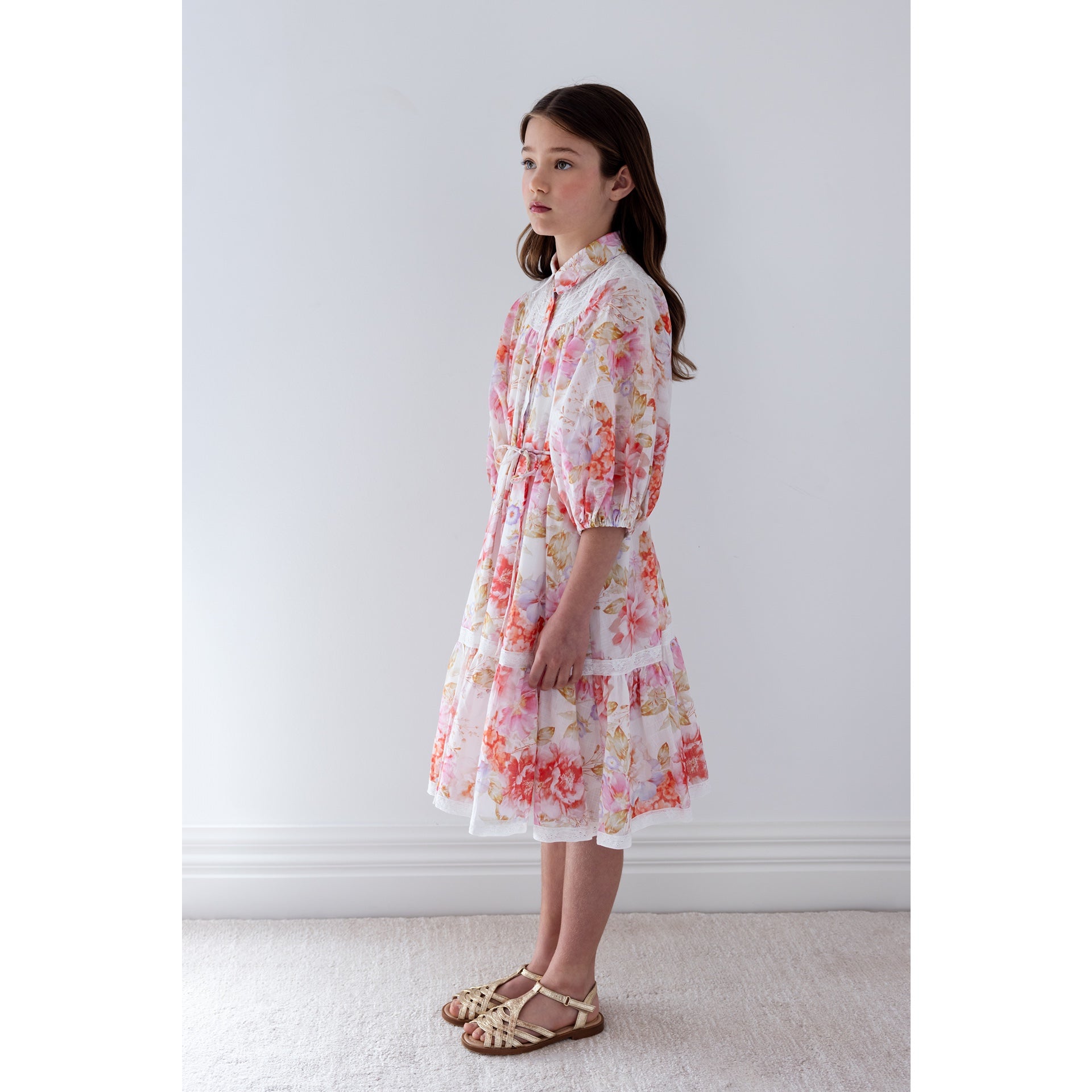 Petite Amalie Delicate Bouquet Dress With Lace Yoke (1493) | Buttons Bebe